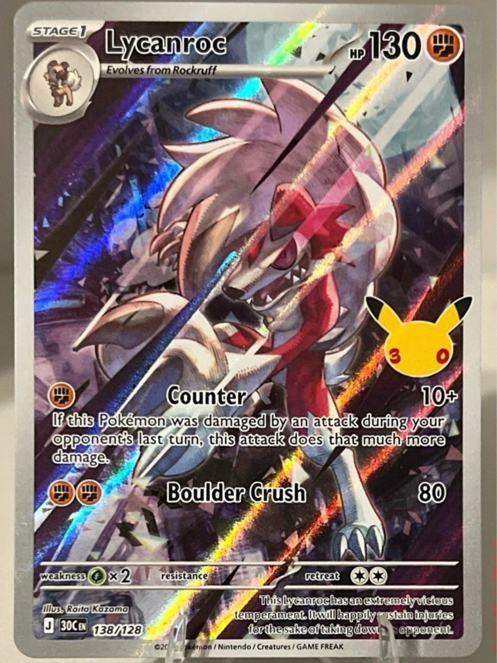 Pokémon TCG: 30th Celebration - LYCANROC 138/128 NM